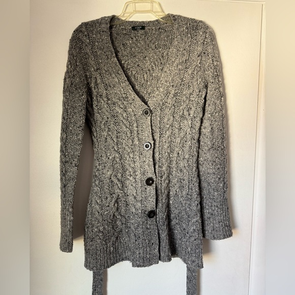 J. Crew Button Front Tie Waist Hand Knit Cardigan - Picture 2 of 4